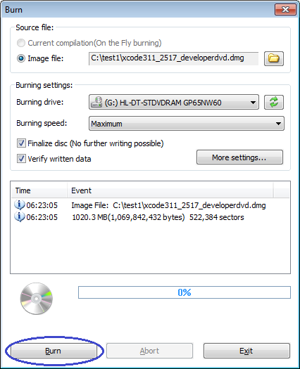 burn dmg in os x 10.12.5 disk utility